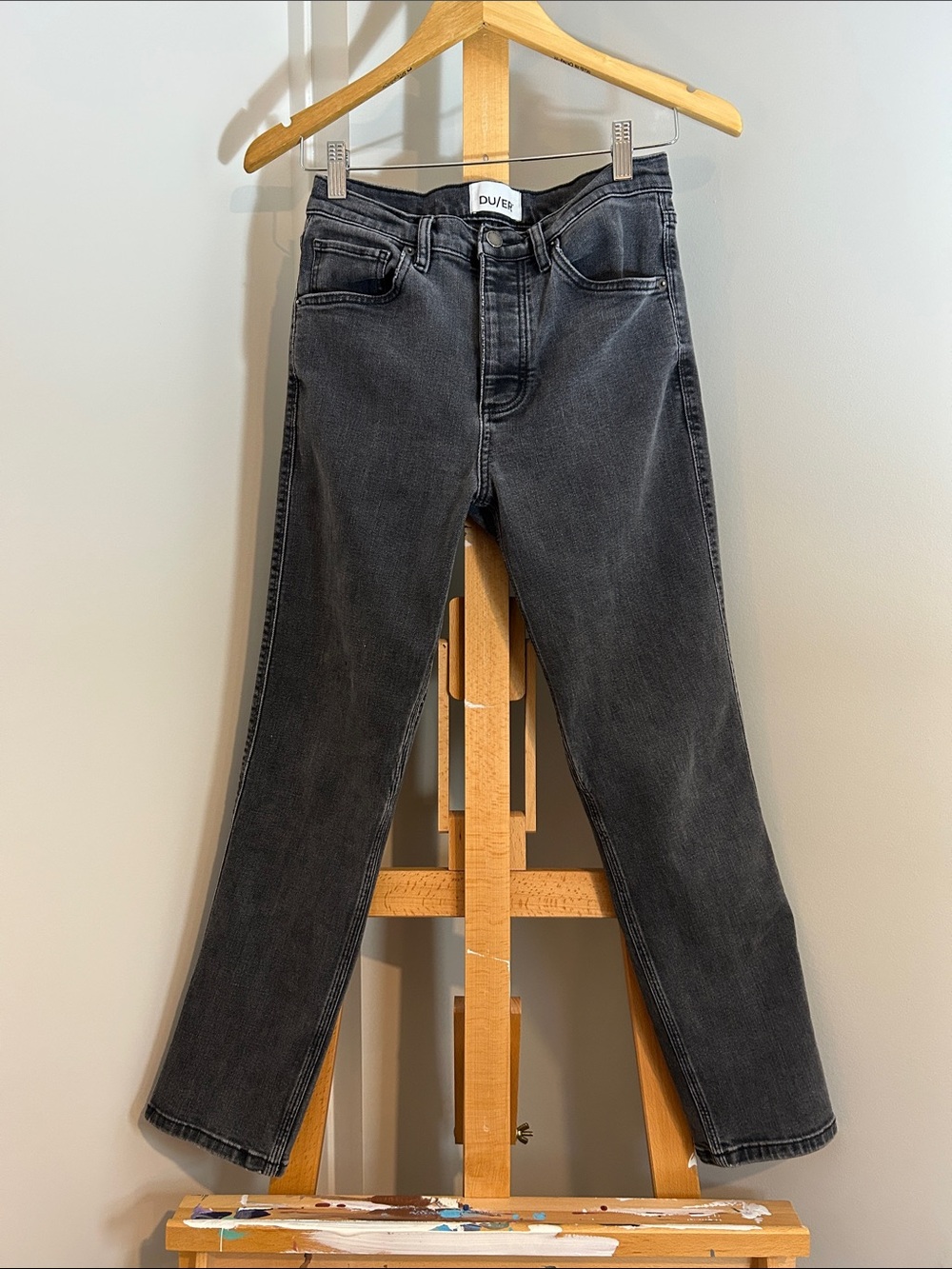 DU/ER Women's High Rise Jeans in Washed Black